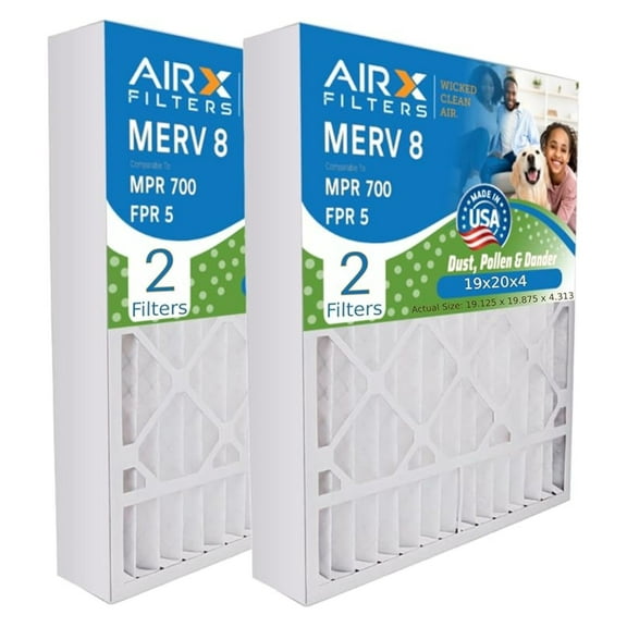 WICKED CLEAN AIR 19x20x4 Air Filter - MERV 8 - 2 Pack - Furnace Filter Compatible with FILXXFNC-0021, FNCCAB0021
