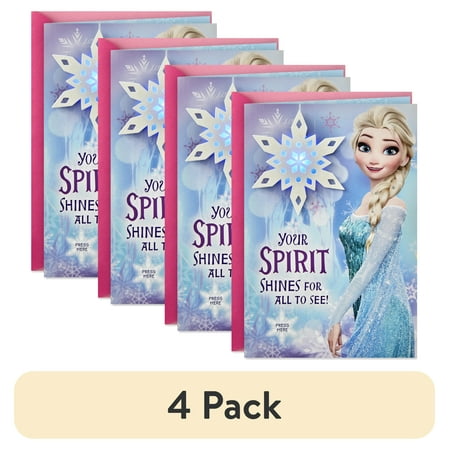 (4 pack) Hallmark Disney Frozen Musical Christmas Card for Kid (Plays Let it Go)