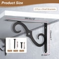 thumbnail image 2 of Uxcell 2 Pcs Soportes Decorativos para Estantes, Soportes para Estantes Flotantes de 10" x 7" para Estanterías de Pared, Negro, 2 of 7