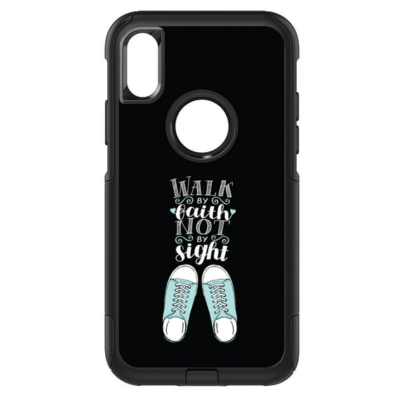 DistinctInk Custom SKIN / DECAL compatible with OtterBox Commuter for iPhone XS MAX (6.5" Screen) - Walk By Faith Not By Sign - Sneakers