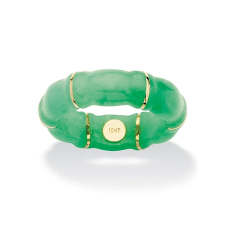 - Genuine Green Jade Bamboo Ring in 10k Gold