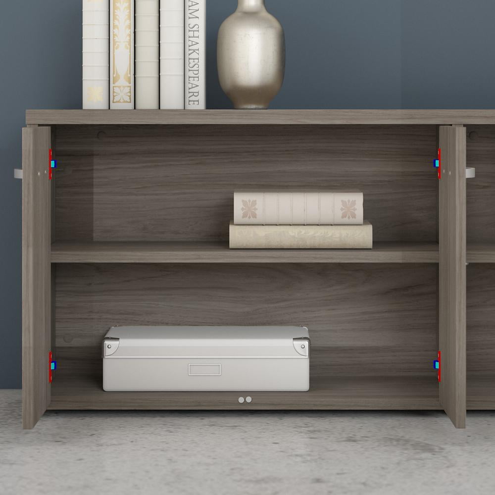 Hybrid Low Storage Cabinet with Doors in Modern Hickory
