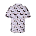 thumbnail image 3 of Daiia Dachshund Dog Puppy Hawaiian Shirt for Men Gentle Cotton Regular Short Sleeve Casual-X-Large, 3 of 9