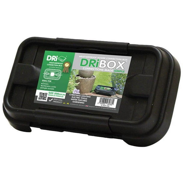 DRIBOX IP55 Weatherproof PowerCord Connection Box Black 90 x 90 x