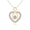 thumbnail image 1 of Angara Natural Diamond Necklace - Diamond Heart Pendant with Infinity Loop in 14K Yellow Gold for Women, 1 of 8