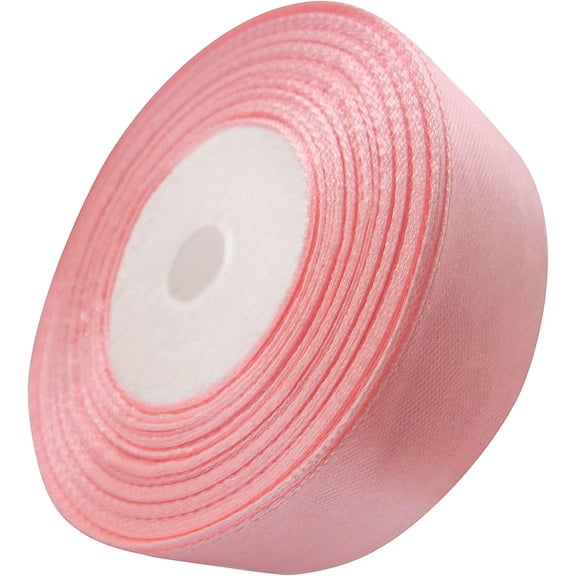 Ribbon 1 inch Ribbons for Crafts Gift Ribbon Satin Solid Ribbon Roll 1 in x 25 Yards Pink