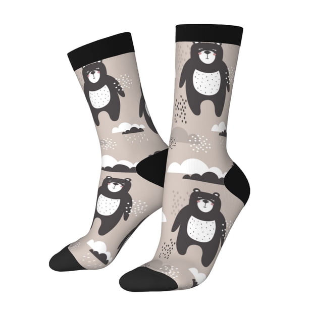 Balery Cartoon Bear Brown Calcetas Largas con Estampado para Hombre y Mujer – Suaves y Transpirables, Talla Única (US 5-11)