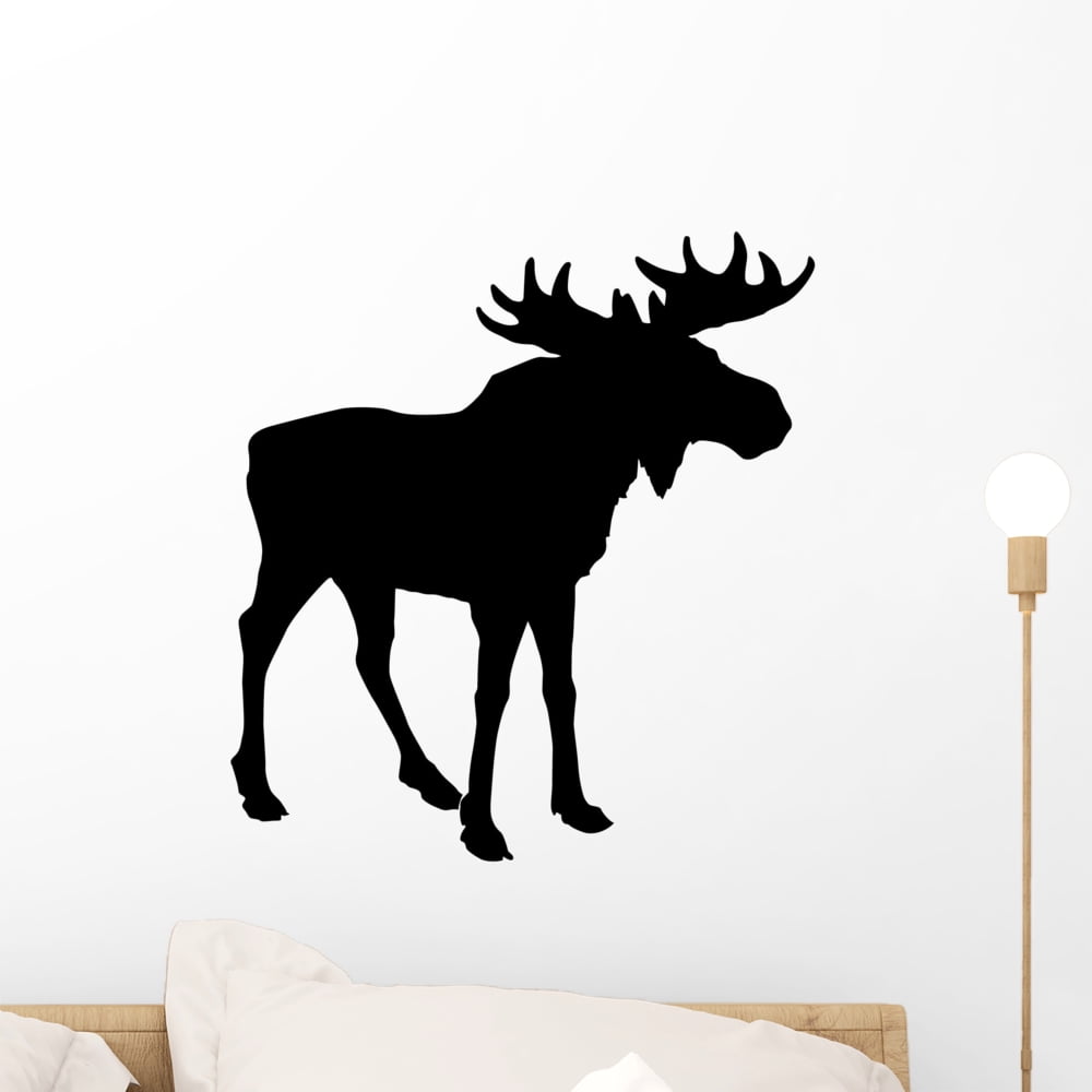Black Moose Silhouette Wall Decal Sticker by Wallmonkeys Peel and Stick