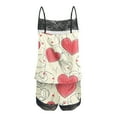 thumbnail image 4 of Rciityk Valentines Womens Pajama Sets Shorts Cute Heart Print Spaghetti Strap Lace Tank Tops and Shorts Pjs Sets Summer Lounges Ladies Nightwear, 4 of 5