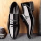 thumbnail image 3 of Zapatos de vestir de cuero para hombre, zapatos Oxford informales de charol sin cordones, mocasín con purpurina, calzado masculino con punta estrecha, 3 of 3