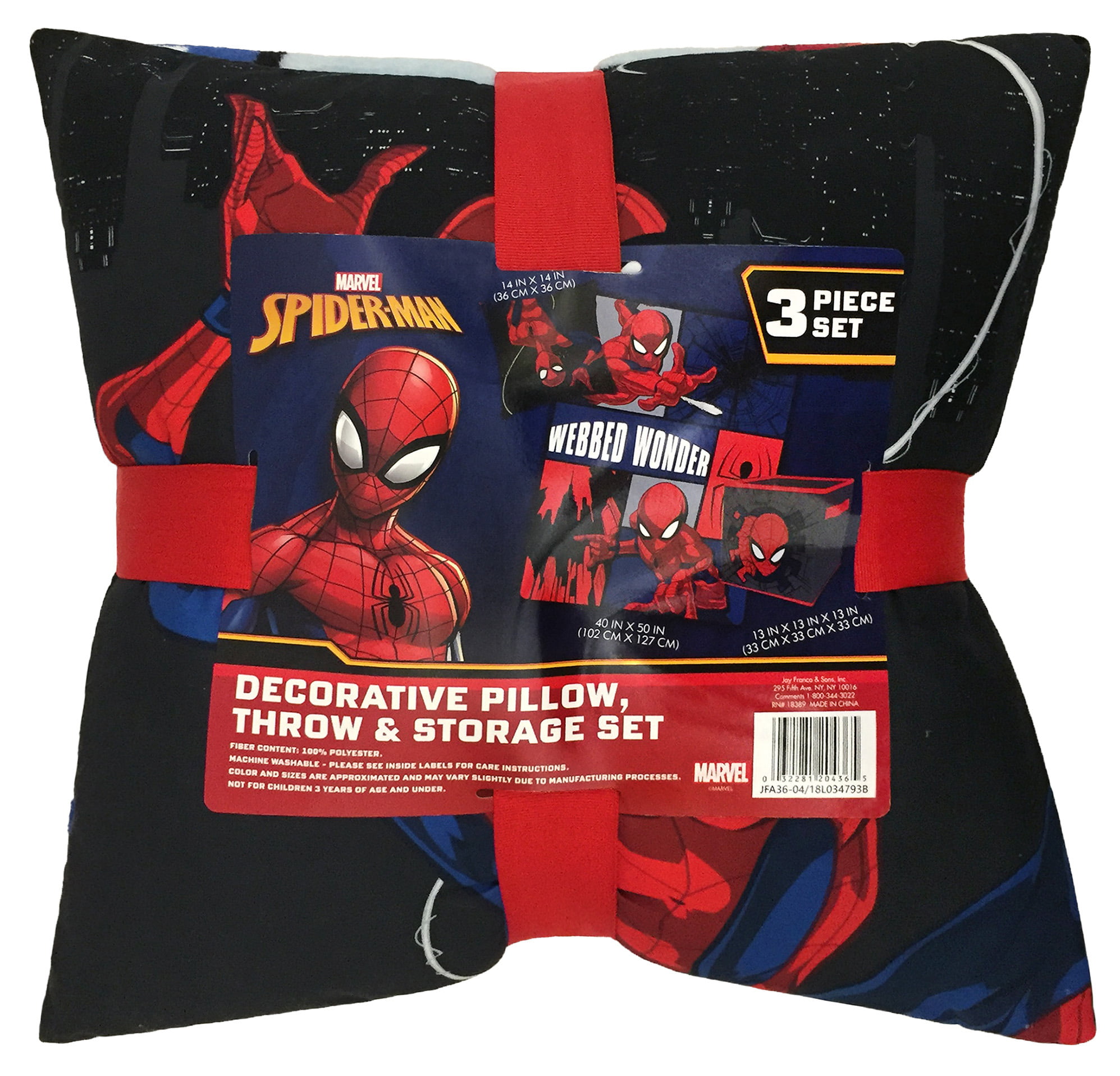 Marvel Spider-Man 40'' x 50'' Character Pillow & Throw Set 100% 
