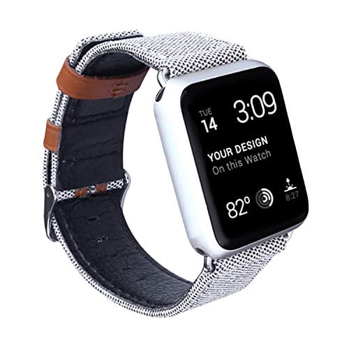 OMECKY Canvas Watch Strap Compatible Apple Watch Fabric Band Series 6 / 5 4, SE Series 3 / 2 / 1 (42mm), Creamy White - Walmart.com
