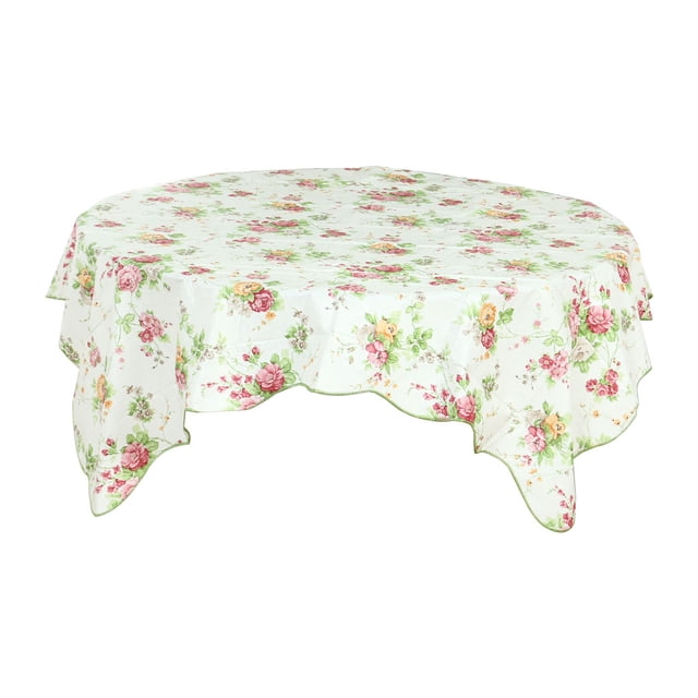 Mantel Vinilo uxcell para Mesas Cuadradas Impreso floral 53 x 53 blanco rojo verde