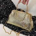 thumbnail image 3 of Bolso de mano elegante para mujer, bolso de mano con clip para la boca, bolso diario para fiesta de ocio (dorado), 3 of 8