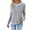 Gray, variant on Womens Round Neck Button Sanding Pit Strip Solid Color Spliced Style Sweater Casual Lady Spring and Autumn Blue XL