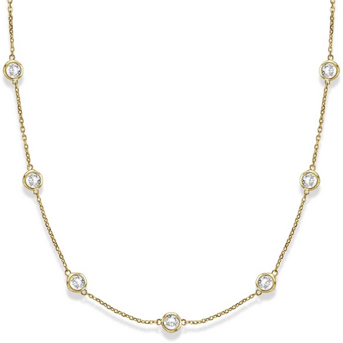 Diamond Station Necklace Bezel-Set in 