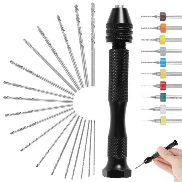 Willstar 57Pcs Professional Mini Twist Drill Bits Set for Pin Vise Precision Hand Drill Jewelry Wood Plastic Electronic Assembling US