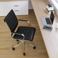 thumbnail image 6 of Merrick Lane Black Mid-Back Faux Leather Home Office Chair With Pneumatic Seat Height Adjustment And 360° Swivel, 6 of 15