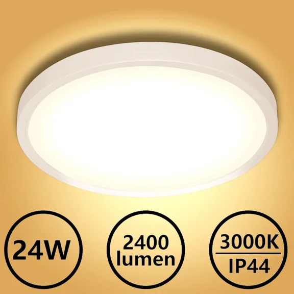 24W Led Panel Ceiling Light Ultra Thin Home Fixture Bedroom Kitchen 3000K Lamp