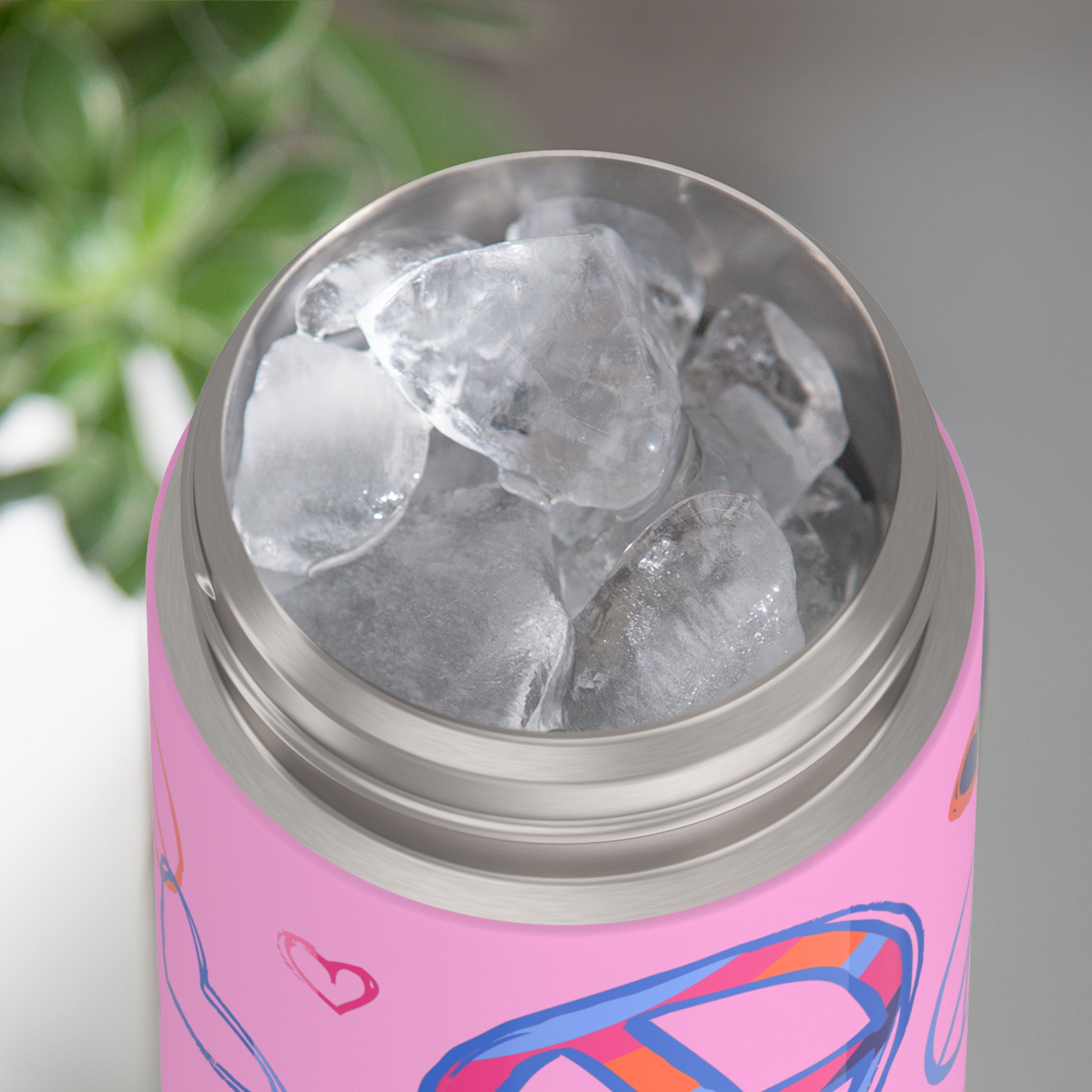 Thermos Kids Stainless Steel Funtainer Water Bottle with Straw, Dishwasher Safe, Leak Proof Peace, 14 oz