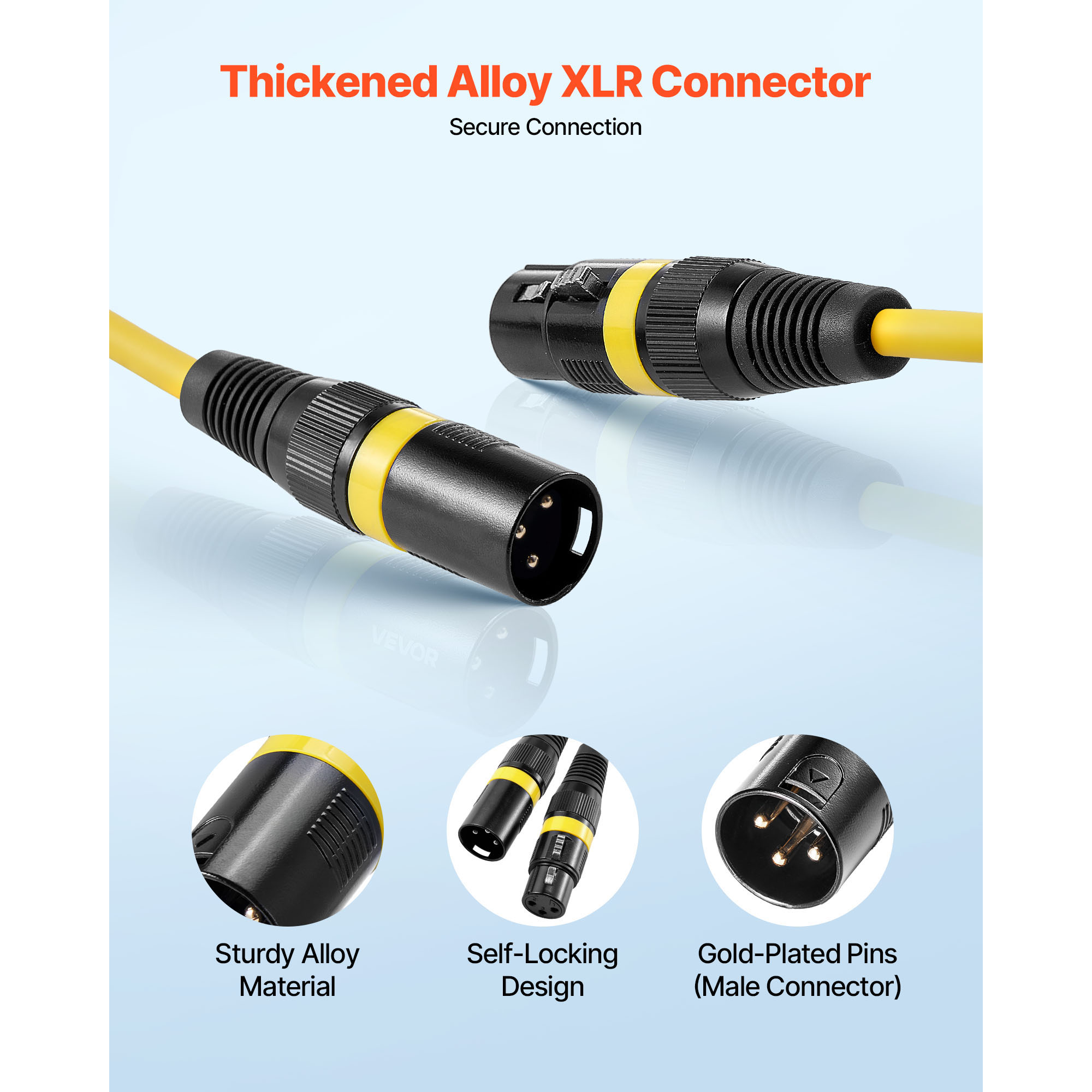 KFFKFF 6.5 ft XLR Cable, 10-Pack, Shielded Balanced Male to Female Microphone Cords with Gold-Plated 3-Pin Connectors, Ideal for Stage Lighting, Microphones, Amplifiers, Mixers, and Speaker Systems