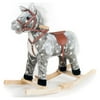Happy Trails Rocking Horse - Plush Dog Animal Rocker for Ages 3 and Up, Gray