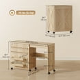 thumbnail image 2 of Table Pliante pour Machine à Coudre avec Rangement - Table d'Artisanat en Bois Naturel sur Roulettes pour Salon, Chambre et Bureau - Conception d'Armoire Compacte avec Chevilles et Tablette, 2 of 7