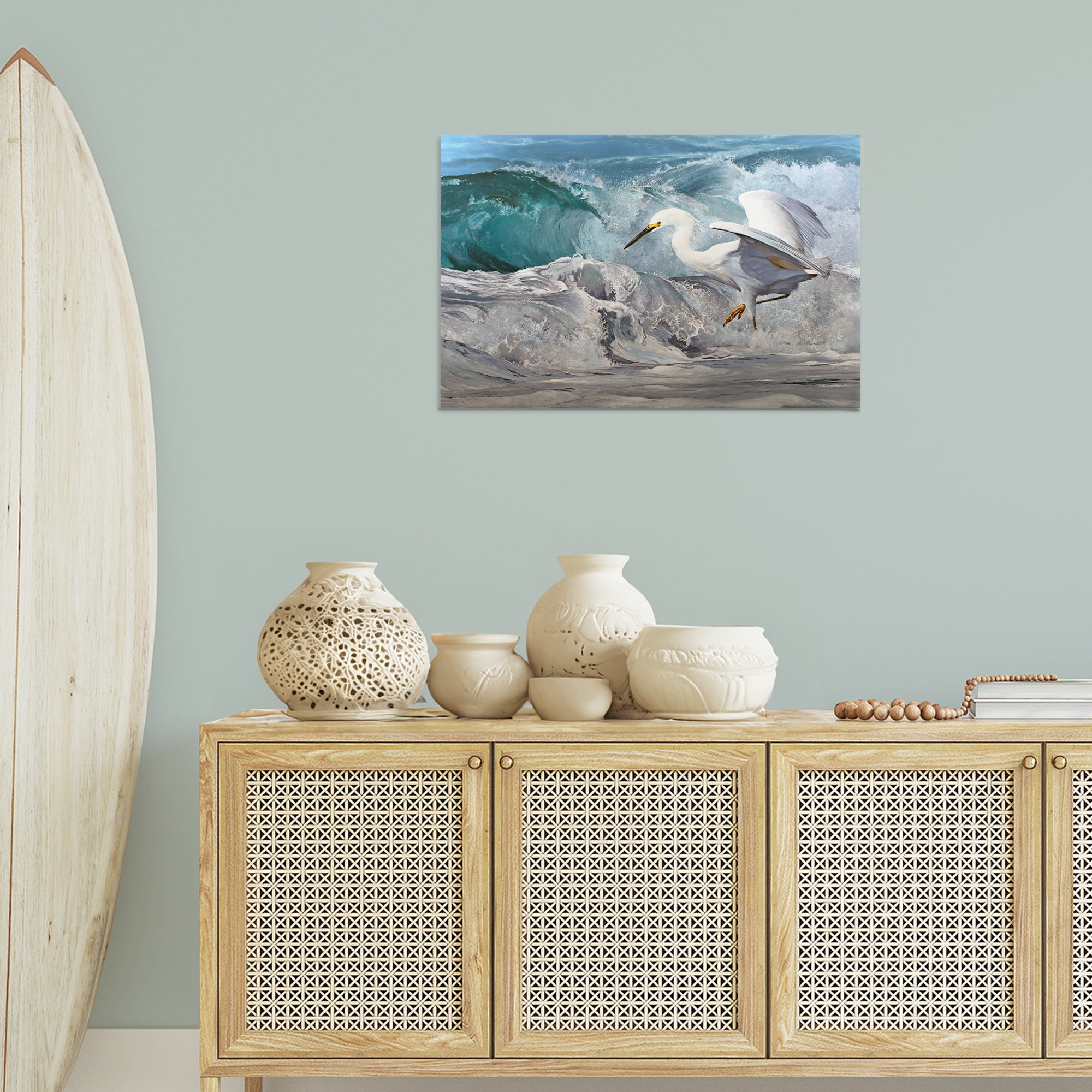 Stupell Industries Wave Dancer Heron Nautical & Beach Painting Wrapped Canvas Art Print Wall Art, 30 x 20