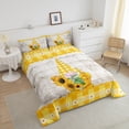 thumbnail image 3 of Sunflower King Size Comforter Set,Yellow Floral Gnome Bedding Set,Spring Farmhouse Bed Set ,Rustic Farm Daisy Flower Down Comforter 3Pcs with 2 Pillow Cases, 3 of 5