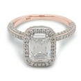 thumbnail image 2 of 2 1/4 ct. t.w Center 8X6MM Emerald Cut Lab Created Moissanite Halo Engagement Promise Ring for Women In 14K Rose Gold Over Sterling Silver (G-H Color, VVS1 Clarity, 2.25 Cttw) Size - 5.5, 2 of 7