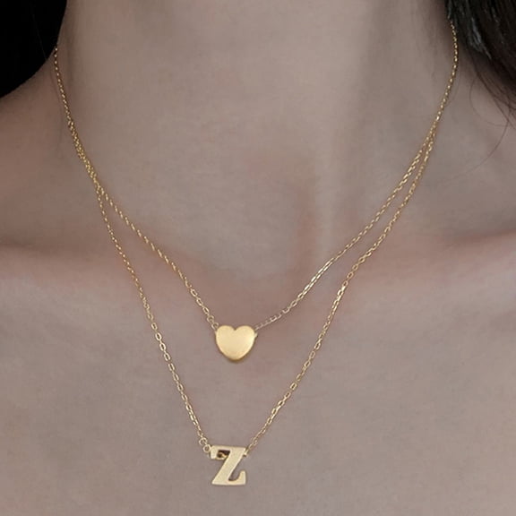 Happy date Initial Necklace Stainless Steel Letter Script Name Monogram Pendant Necklace for Women Gift(from Alphabet 26 A-Z)