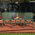 thumbnail image 4 of 3 Piece Wicker Patio Sets, Outdoor Chairs Set with Cushions, Natural Color Wicker Bistro Set, Backyard Conversation Chairs Set with 2 Armchairs and Tempered Glass Coffee Table, D7827, 4 of 10