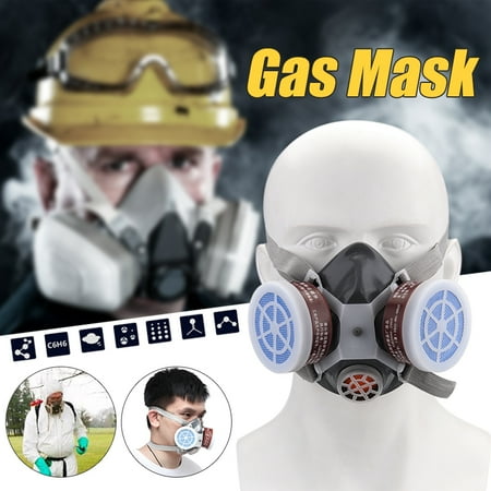 Tank Gas Mask - 2pcs Gas mask Spray Paint Chemical Double Tank Activated Carbon Mask Respirator Decoration Polishing Anti-paint Mask