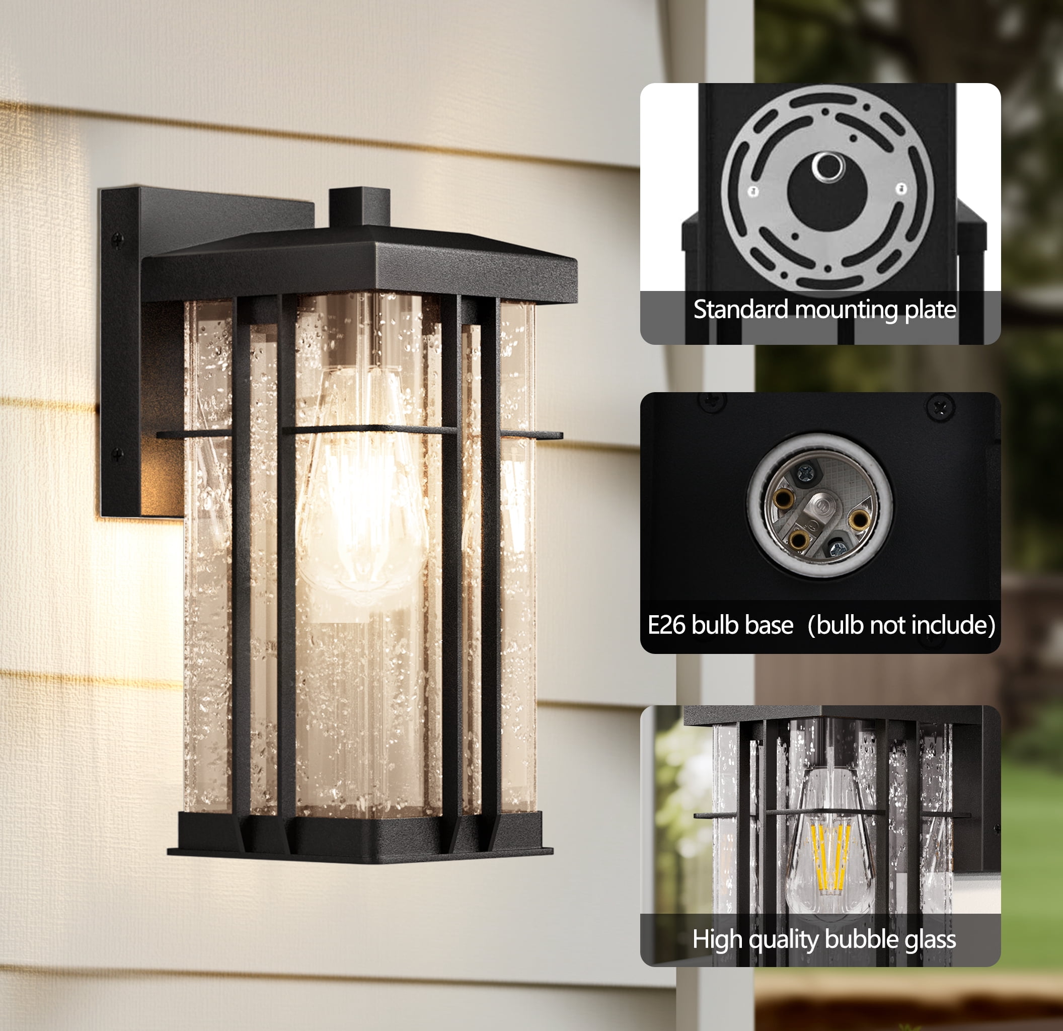 Outdoor Wall Lantern Exterior Porch Light Fixture Outside Garage Sconce Lighting Waterproof Farmhouse Wall Mount Carriage Lamp for House Patio Doorway