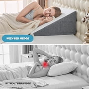10 inch Foam Wedge Pillow for Sleeping ,Triangle Bed Wedge Pillow for Headboard ,Soft Memory Foam & Washable Cover