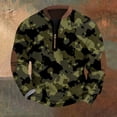 thumbnail image 3 of Men's Fashion Casual Camouflage Quarter-Zip Neck Sweatshirt, Loose Fit Long Sleeve Pullover, Fall Spring Military Style Top,Army Green,2XL, 3 of 7