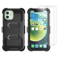 thumbnail image 3 of Ebizware for iPhone 12 and iPhone 12 Pro Phone Case with 2 Pcs Tempered Glass Screen Protectors, Belt Clip Holster & Kickstand Heavy Duty Rugged Cover for iphone 12 / iphone 12 Pro - Black, 3 of 9