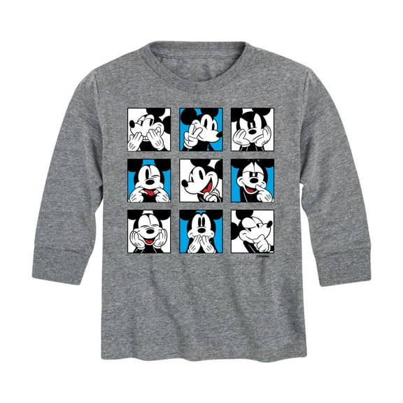 Mickey & Friends - Mickey Grid - Toddler And Youth Long Sleeve Graphic T-Shirt