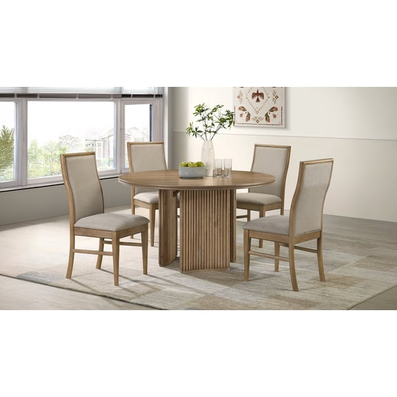 Coaster Adina 5-Piece Round Dining Table Set, Distressed Light Brown