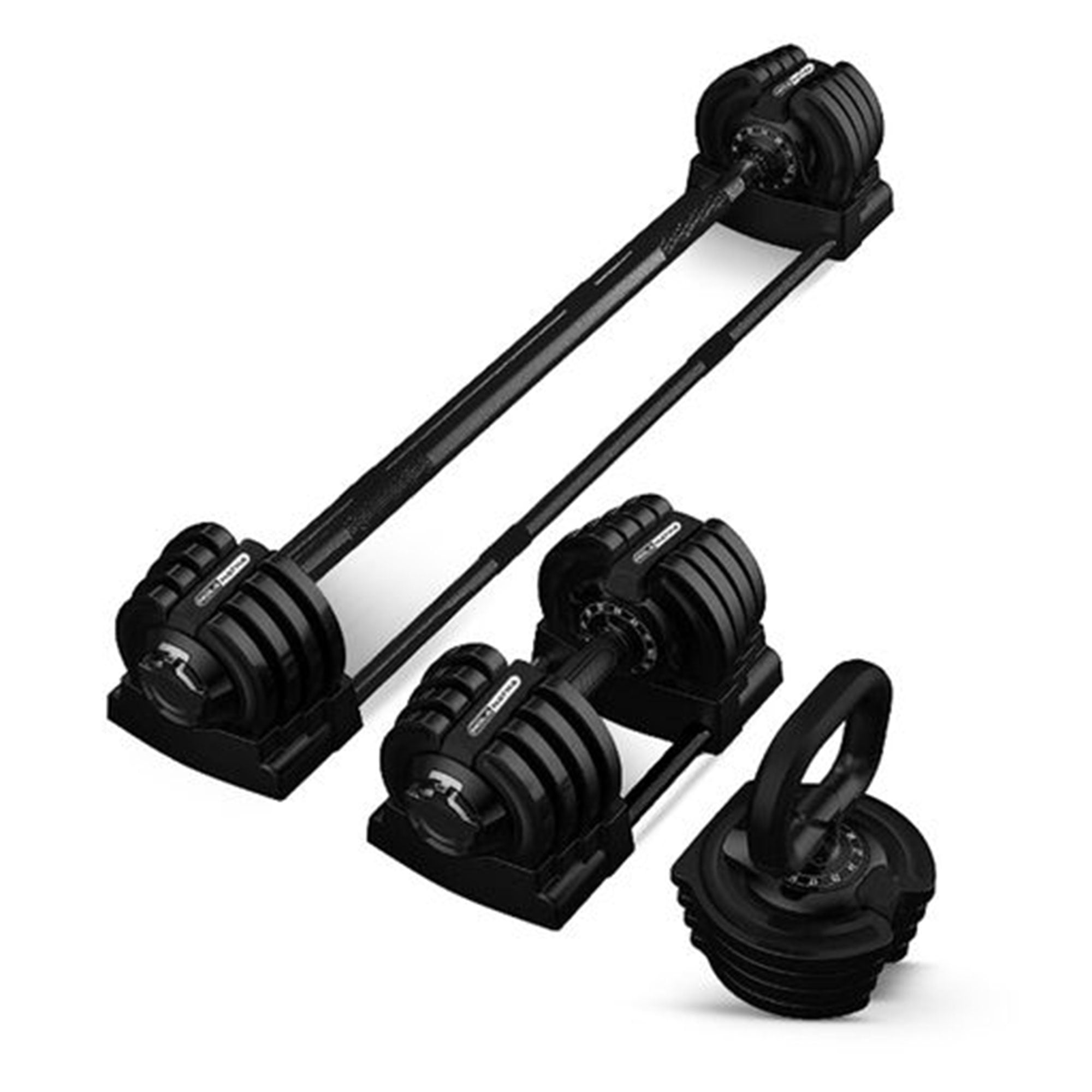 HolaHatha 3-in-1 Multifunctional Home Gym Workout Dumbbell Set, Black