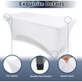 thumbnail image 4 of Spandex White Table Covers 8ft Fitted Table Clothes for 8 Foot Rectangle Tables Elastic Massage Table Cover Stretch Wrinkle Free Tablecloth for Party Wedding Banquet Vendor Stand 2 Pack, 4 of 7