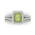 thumbnail image 2 of Clara Pucci 14K White Gold Emerald Cut 1Ct Natural Peridot Engagement Ring + Matching Band - Luxury Box Included, 2 of 7