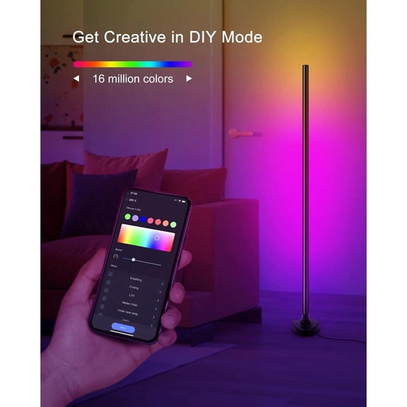 LED Floor Lamp, Corner Light Lamp RGB  White Modern Smart Compatible with Alexa