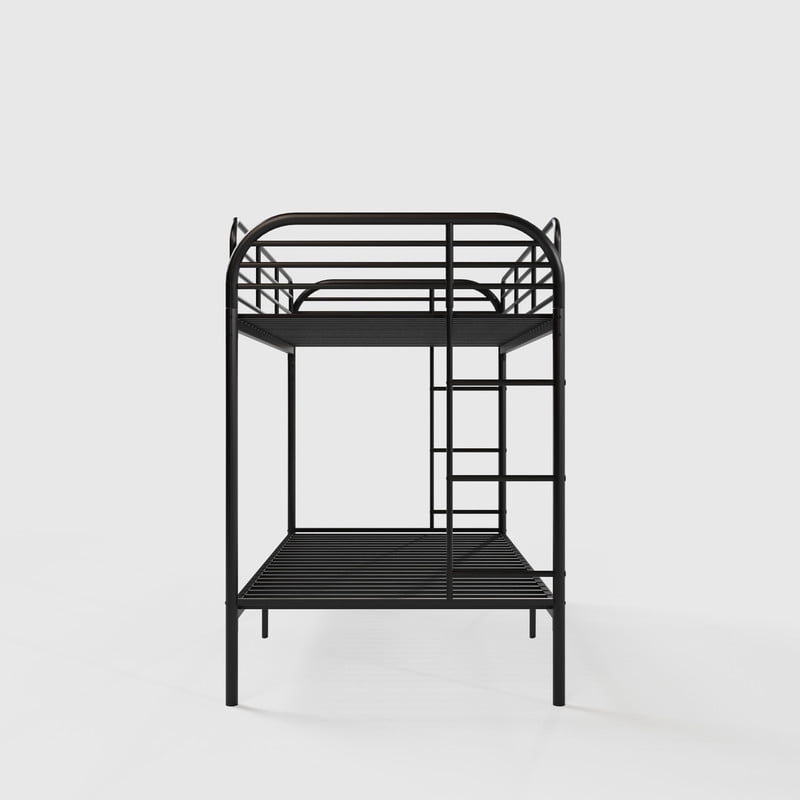 Twin Over Twin Metal Bunk Bed with Ladder, High Guardrails, Underbed Storage Space, Sturdy Iron Frame, Noise-Reduced Design
