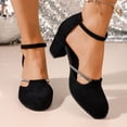 thumbnail image 6 of GERsome Womens Chunky Block Heels Closed Round Toe Ankle Strap Dress Pumps Shoes for Office Party Wedding Black Size 6, 6 of 8