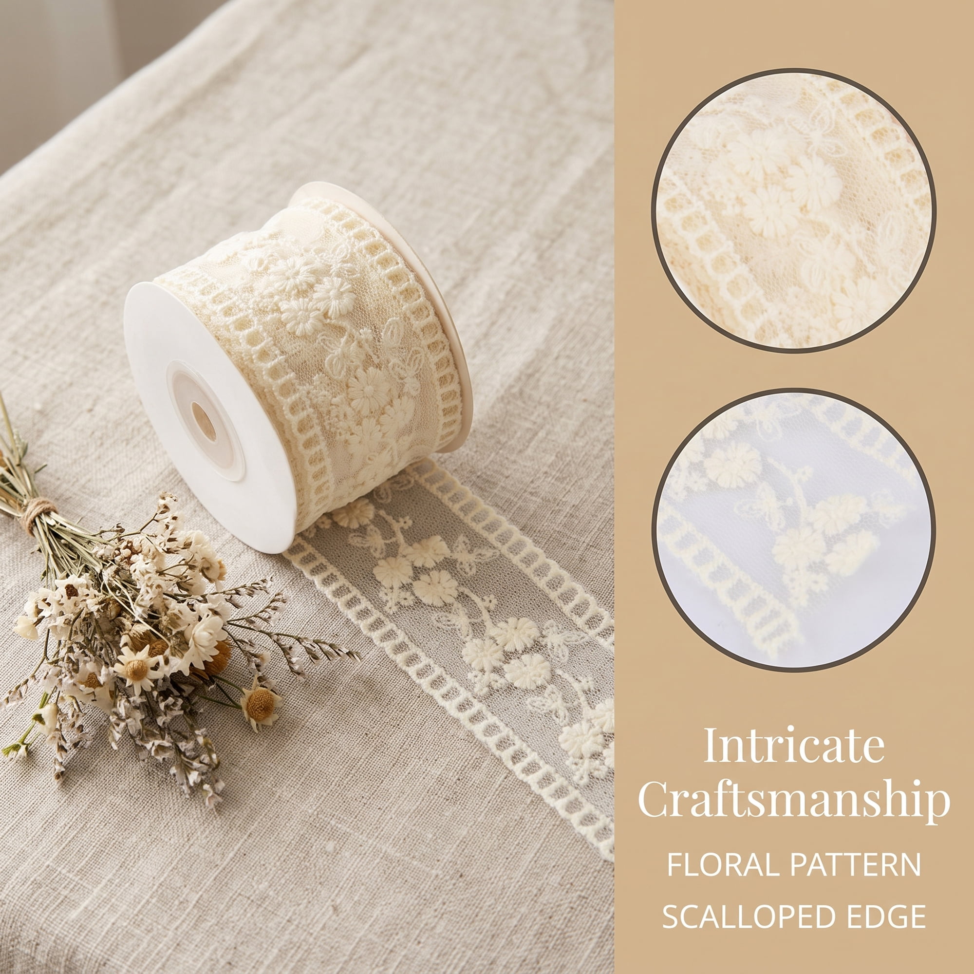 Unique Bargains Lace Ribbon for Gift Wrapping and Crafting Projects White 4.9 Yard