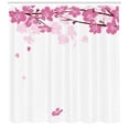 thumbnail image 3 of Almond Blossom Shower Curtain, Branches with Falling Flowers Traditional Arrangement of Japanese Nature, Fabric Bathroom Set with Hooks, 69"W X 84"L Extra Long, Pink and Black, by Ambesonne, 3 of 3