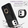 thumbnail image 4 of Wallet Case Compatible with iPhone 11 with Card Holder, 360° Rotation Finger Ring Kickstand PU Leather Stretchy Fabric Cover Drop Protection with Magnetic Snap Case Cover, Black, 4 of 8