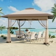 thumbnail image 3 of Bezseller 13x13 Pop-up Gazebo, Outdoor Waterproof Tent Canopy for Outdoors, Khaki, 3 of 12