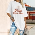 thumbnail image 5 of Ankishi Faith Over Fear Shirts for Women Round Neck Women Religious Tshirts Short Sleeve Summer Tops for Streetwear, 5 of 7